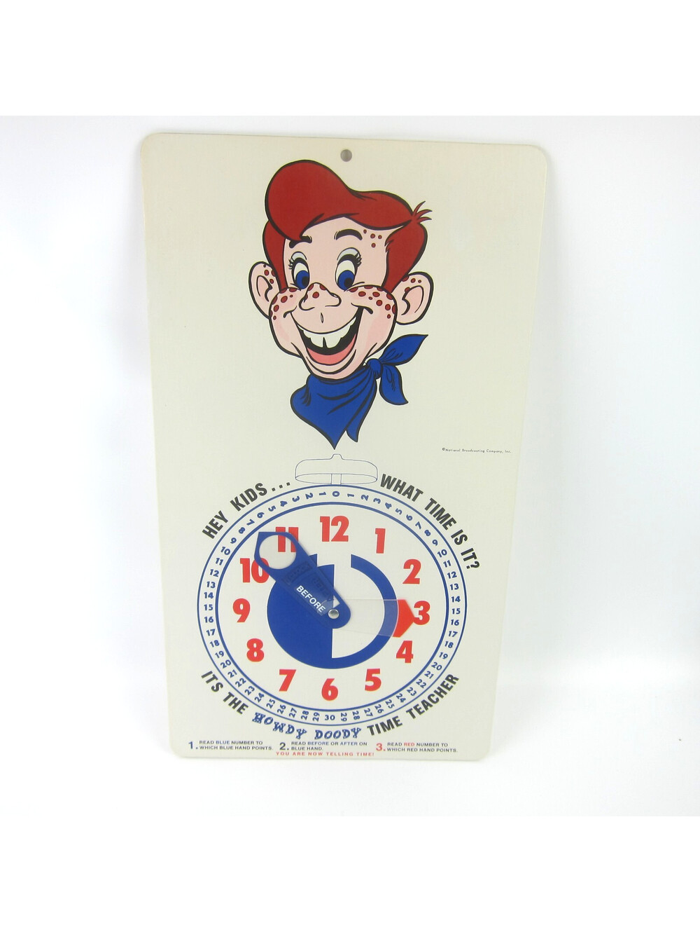 Vintage Howdy Doody Wall Hanging Time Teacher Cardboard Clock 18" x 10"